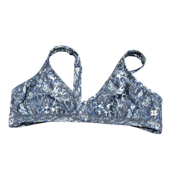 Sweaty Betty Medium Blue Snake Print Retro Bikini Top - Picture 2 of 4